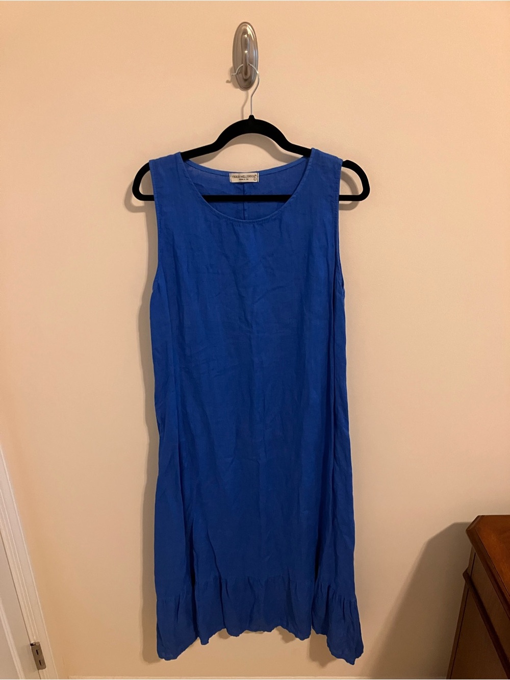Sleeveless Cobalt Blue Maxi Dress with Ruffled Hem